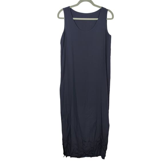 Peter Cohen Midi Slip Dress Women Small Black Silky Jersey Side Slits Minimalist